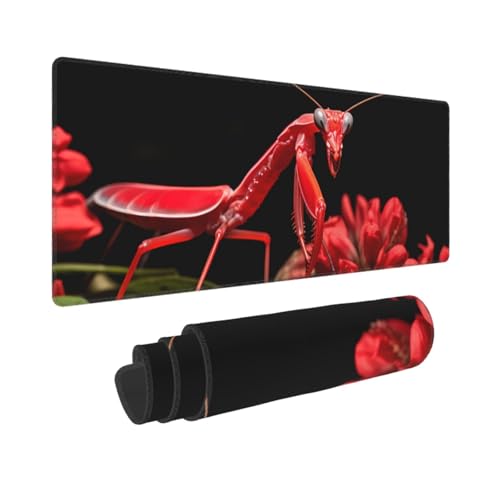 Poezjzw Mauspad mit langem Schwanz, Mantis, groß, Schreibtischunterlage mit genähten Kanten, für Gaming und Büro, 31,5 x 30 cm, Rot Poezjzw Mauspad mit langem Schwanz, Mantis, groß, Schreibtischunterlage mit genähten Kanten, für Gaming und Büro, 31,5 x 30 cm, Rot von POEZJZW