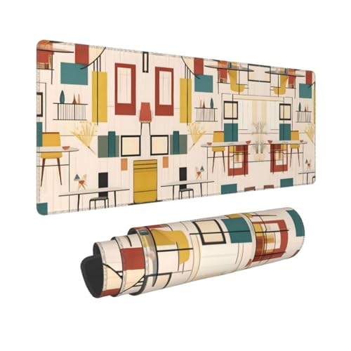 Poezjzw Mid Century Modernes langes Gaming-Mauspad, große Schreibtischunterlage, Tastaturunterlage mit genähten Kanten, für Gaming und Büro, 31,5 x 30 cm Poezjzw Mid Century Modernes langes Gaming-Mauspad, große Schreibtischunterlage, Tastaturunterlage mit genähten Kanten, für Gaming und Büro, 31,5 x 30 cm von POEZJZW