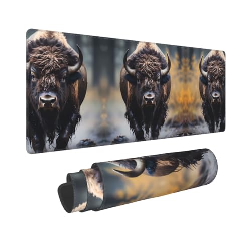 Poezjzw North American Bison Long Gaming-Mauspad, große Schreibtischunterlage, Tastaturunterlage mit genähten Kanten, für Gaming und Büro, 31,5 x 30 cm Poezjzw North American Bison Long Gaming-Mauspad, große Schreibtischunterlage, Tastaturunterlage mit genähten Kanten, für Gaming und Büro, 31,5 x 30 cm von POEZJZW