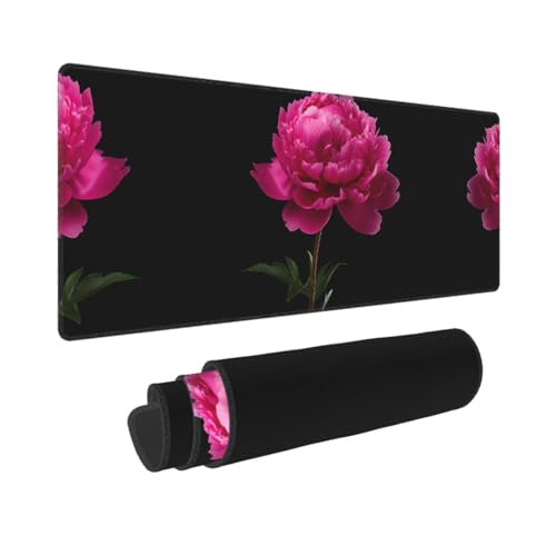 Poezjzw Red Peonies langes Gaming-Mauspad, große Schreibtischunterlage mit genähten Kanten, für Gaming und Büro, 31,5 x 30 cm Poezjzw Red Peonies langes Gaming-Mauspad, große Schreibtischunterlage mit genähten Kanten, für Gaming und Büro, 31,5 x 30 cm von POEZJZW