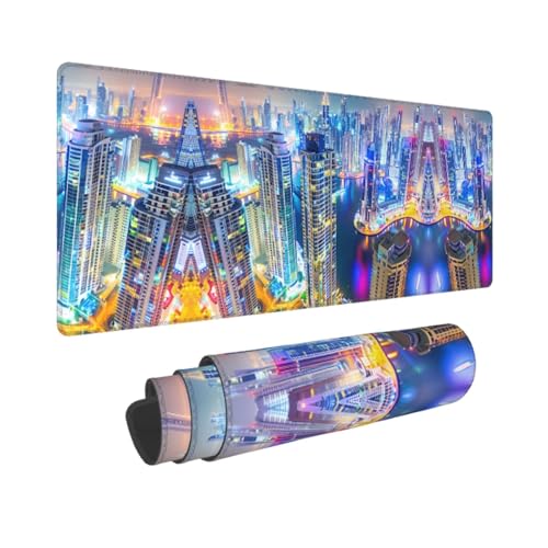 Poezjzw Splendid City Long Gaming Mauspad Große Schreibtischunterlage Tastaturmatte mit genähten Kanten für Gaming und Büro, 31,5 x 30 cm Poezjzw Splendid City Long Gaming Mauspad Große Schreibtischunterlage Tastaturmatte mit genähten Kanten für Gaming und Büro, 31,5 x 30 cm von POEZJZW