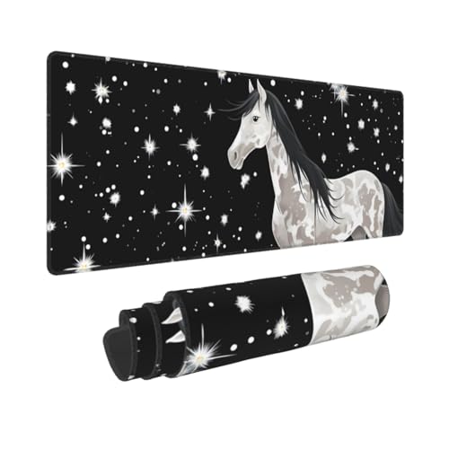 Poezjzw Starlight Stallion langes Gaming-Mauspad, große Schreibtischunterlage, Tastaturunterlage mit genähten Kanten, für Gaming und Büro, 31,5 x 30 cm Poezjzw Starlight Stallion langes Gaming-Mauspad, große Schreibtischunterlage, Tastaturunterlage mit genähten Kanten, für Gaming und Büro, 31,5 x 30 cm von POEZJZW
