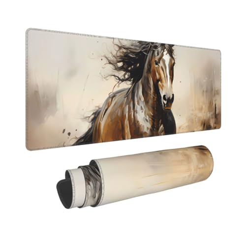Poezjzw Western Horse langes Gaming-Mauspad, große Schreibtischunterlage, Tastaturunterlage mit genähten Kanten, für Gaming und Büro, 80 x 30 cm Poezjzw Western Horse langes Gaming-Mauspad, große Schreibtischunterlage, Tastaturunterlage mit genähten Kanten, für Gaming und Büro, 80 x 30 cm von POEZJZW