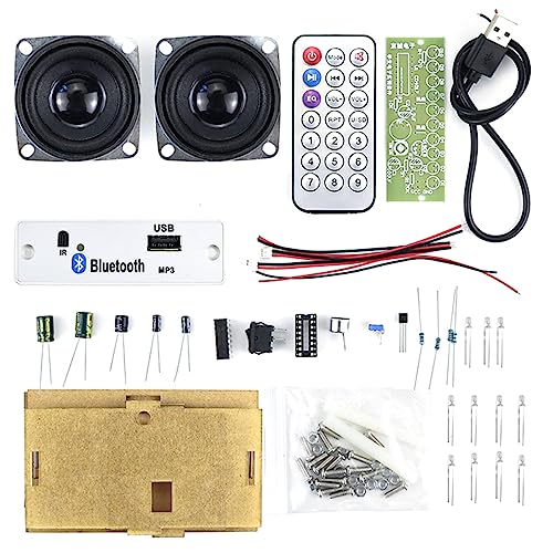 POFET DIY-Lautsprecher-Kit Löt-Übungs-Kits Elektronik-Kit Fernbedienung verfügbar Bluetooth/USB-Unterstützung mit 3W+3W Stereo-Verstärker von POFET