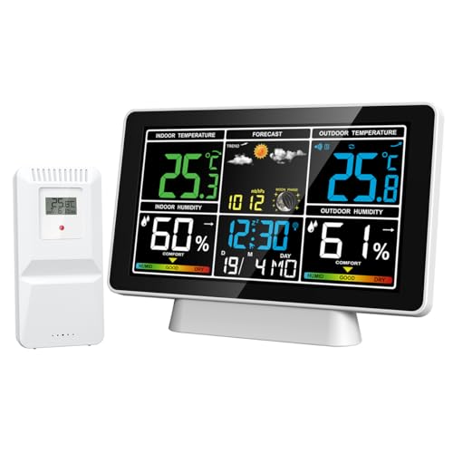POFET Digitale Wetterstation mit Außen-/Innensensor, MSF Kabelloser digitaler Wecker, Barometer, Temperatur, Feuchtigkeitsmonitor, Wettervorhersage für den Hausgarten POFET Digitale Wetterstation mit Außen-/Innensensor, MSF Kabelloser digitaler Wecker, Barometer, Temperatur, Feuchtigkeitsmonitor, Wettervorhersage für den Hausgarten von POFET