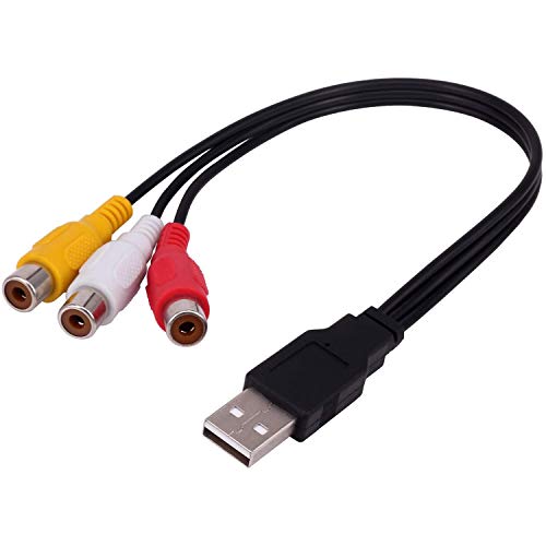 POFET USB-zu-3-Cinch-Kabel 0,3 m USB-Stecker zu 3-Cinch-Buchse Splitter Audio-Video AV-Composite-Adapterkabel für TV/PC POFET USB-zu-3-Cinch-Kabel 0,3 m USB-Stecker zu 3-Cinch-Buchse Splitter Audio-Video AV-Composite-Adapterkabel für TV/PC von POFET