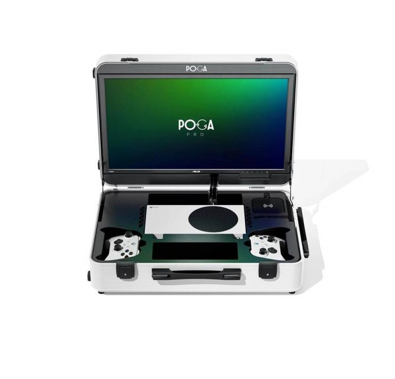 POGA Gaming-Gehäuse PPW030 Pro White - Xbox One X, Weiß Gamingkoffer inkl. Trolley und 21,5" ASUS Gaming Monitor von POGA