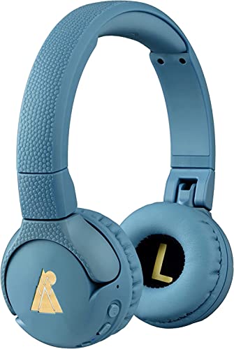 POGS Bluetooth Kopfhörer Kinder | The Gecko | Faltbare robuste Kinder Kopfhörer ab 3 Jahren mit Lautstärkeregler, Mikrofon, Begrenzer 85 dB | Musik-Sharing Funktion (blau-kabellos) von POGS