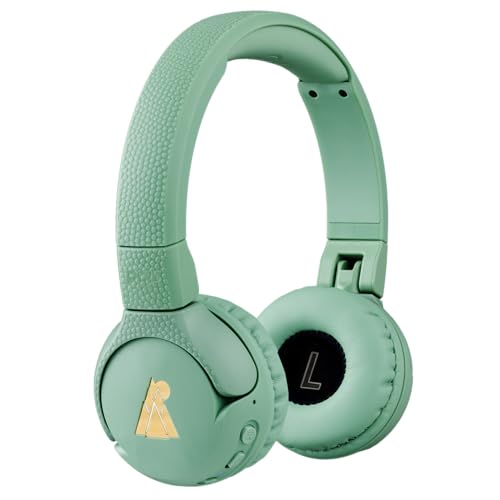 POGS Drahtloser Bluetooth Kinderkopfhörer | The Gecko 2 | Faltbarer robuster Kinderkopfhörer ab 3 Jahren | Lautstärkebegrenzung 70-85 dB | Mikrofon | On-Ear | Drahtlose Musik-Sharing-Funktion (rGrün) von POGS