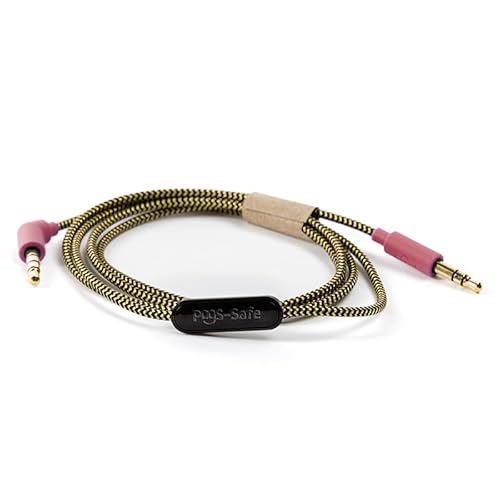 POGS-Safe-Kabel | 3,5 mm-Audiokabel Kopfhörer The Gecko & The Elephant | Lautstärkebegrenzung 85 dB, Safe-Technologie | Integriertes Mikrofon | 1 Meter-Anti-Tangle-Textilkabel (Rosa) von POGS