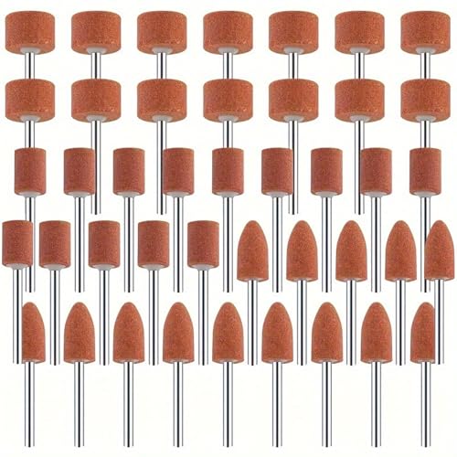 Korund Schleifspitze Set, 42 Stück Stein Schleifen Polierkopf, Schleifspitzen für Schleifen, Polieren, Entgraten, 1/8 Zoll Schaftgröße(COLOR:wie gezeigt) von POHOVE