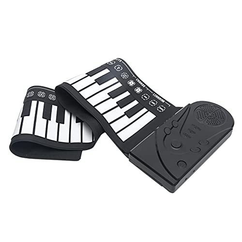 POHOVE Tragbares 49 Tasten, flexibles Roll-Up-Klavier mit USB, elektronische Tastatur, Handrolle, Klavier für Anfänger (schwarz) von POHOVE