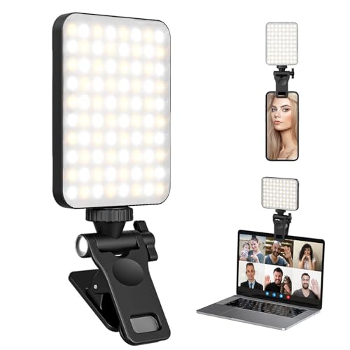 Selfie Licht mit Clip,wiederaufladbare LED Videoleuchte intelligentem Lichtsensor für Telefon/Laptop/Tablet/Kamera,3 Lichtmodi,Telefonleuchte Videolicht für TikTok/Make-up/Selfie/Videokonferenz von POHOVE