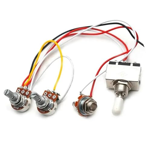 E Gitarrenkabelsatz 3-Wege-Kippschalter + 500K-Potentiometer + Kabelbaum für LP-Gitarren mit zwei Tonabnehmern. Erhältlich in drei Farben.(White) von POHTYIT