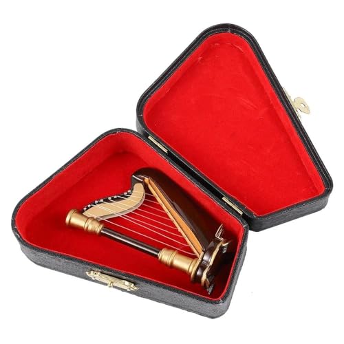 POHTYIT Hölzerne Miniaturharfe mit Box, kreatives, einzigartiges, tragbares Zubehör, Musikinstrument, klassisches Miniaturmodell POHTYIT Hölzerne Miniaturharfe mit Box, kreatives, einzigartiges, tragbares Zubehör, Musikinstrument, klassisches Miniaturmodell von POHTYIT