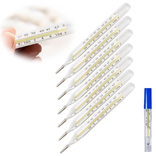 1/2/3/5/7 Stück Fieberthermometer Basalthermometer, 35-42 Grad Celsius/94-108 Grad Fahrenheit Quecksilberfreies Klassisches Traditionelles Glasgenauigkeitsthermometer, Verwenden FüR Erwachsene (7) von POIUIYQA