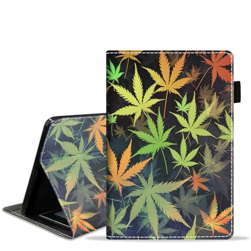 POIUYTREW Schutzhülle für Amazon Kindle Fire HD 10 & 10 Plus Tablet 10,1 Zoll (13. / 11. Generation, Version 2023/2021), PU-Leder, Folio-Hülle mit Smart Auto Wake/Sleep, Marihuana-Blatt-Weed von POIUYTREW