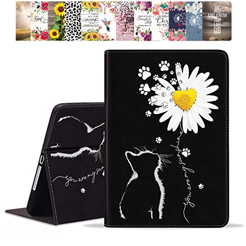 POIUYTREW Schutzhülle für iPad 10. Generation 27.7 cm (10.9 Zoll) 2022, PU-Leder, für iPad 10. Generation, Katze und Gänseblümchen von POIUYTREW
