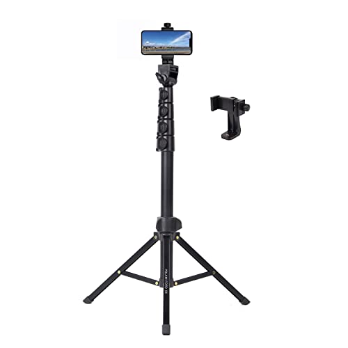 POLAM-FOTO 5.5ft/168CM Handy Stativ Ständer,Stativ Smartphone mit Handyhalterung Adjustable Aluminium Leicht Lichtstativ fur Studio-Sets, Video, Beleuchtung, Softboxen, Reflektoren von POLAM-FOTO