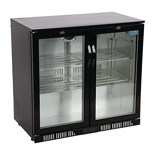 Polar GL012 Doppelscharnier-Kühler mit LED-Beleuchtung, 2 Türen, 850 mm, Schwarz von POLAR REFRIGERATION