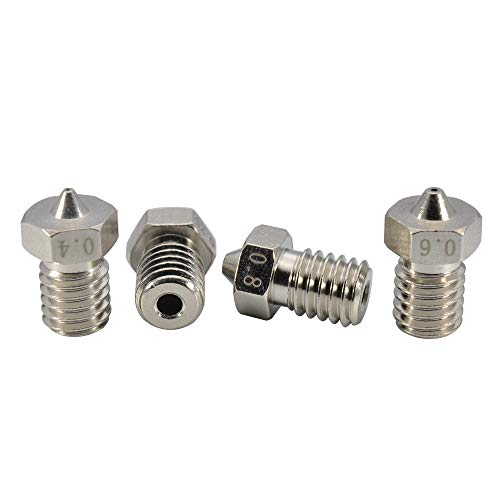 Upgrade-3D-Drucker, vergoldet, verschleißfest, M6-Gewinde, Messing-Düsen-Set für 1,75 mm V6 Hotend Titan Aero Extruder Prusa I3 MK3 MK3S Anycubic I3 Mega 3D-Drucker, 1x0.25+1x0.4+1x0.6+1x0.8 von POLISI3D