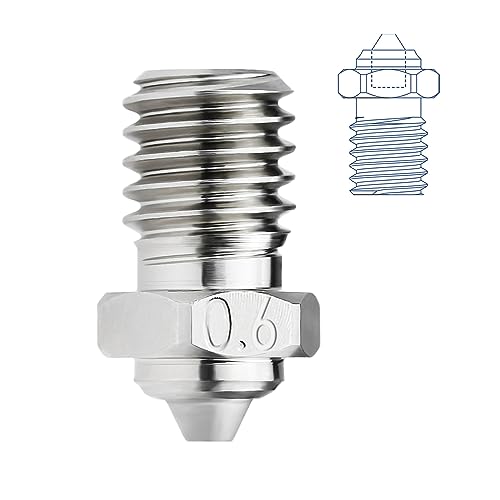 Upgrade V6 Bimetalldüse 0.6mm gehärtetes Stahl überzogenes Kupfer Kompatibel mit 1.75mm V6 Hotend Prusa I3 MK3 MK3S Anycubic Mega S Vyper 3D Druck PEI PEEK oder Kohlefaser Filament (0.6mm) von POLISI3D