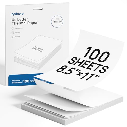 POLONO D810 Thermodruckerpapier 8.5 x 11 Zoll, fortschrittlicher Thermodruck, US-Briefgröße Thermopapier kompatibel mit D810, Größe 8.5" x 11", 1 Pack, 100 Blätter von POLONO