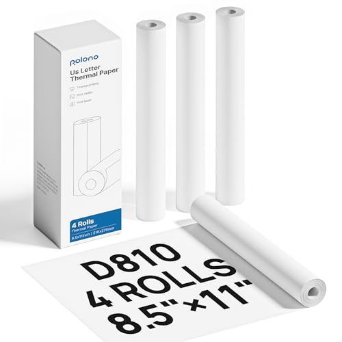 POLONO D810 Thermodrucker-Papier, 21,6 x 27,9 cm, fortschrittlicher Thermodruck, US-Briefgröße, Thermopapier, kompatibel mit D810, Größe 21,6 x 27,9 cm, 4 Rollen, 7 m POLONO D810 Thermodrucker-Papier, 21,6 x 27,9 cm, fortschrittlicher Thermodruck, US-Briefgröße, Thermopapier, kompatibel mit D810, Größe 21,6 x 27,9 cm, 4 Rollen, 7 m von POLONO