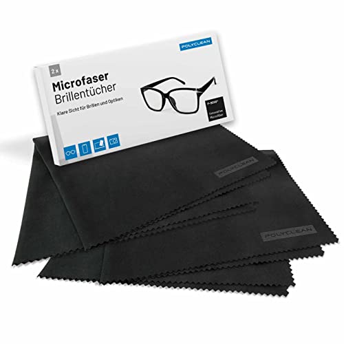 POLYCLEAN 2X Brillenputztücher aus Microfaser groß - Microfasertuch für Brillen und Displays (30x30 cm) von POLYCLEAN