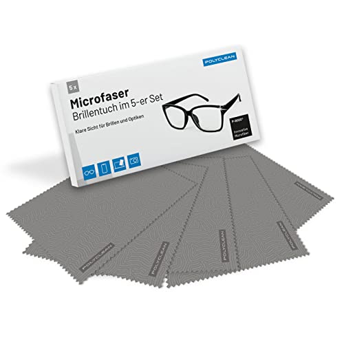 POLYCLEAN 5x Brillenputztücher aus Microfaser – Microfasertuch für Brillen, Display und Laptop – Display Tuch (18x15 cm, Mazegrey) – Bildschirmreiniger Screen Cleaner Bildschirmtuch von POLYCLEAN