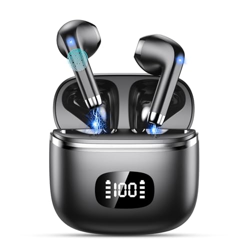 POMUIC Bluetooth Kopfhörer, Kopfhörer Kabellos Bluetooth 5.3 In Ear Kopfhörer mit 4 ENC Noise Cancelling Mic, 40H Spielzeit mit LED, IP7 Wasserdicht in Ear Ohrhörer für Arbeit Studium Sport von POMUIC