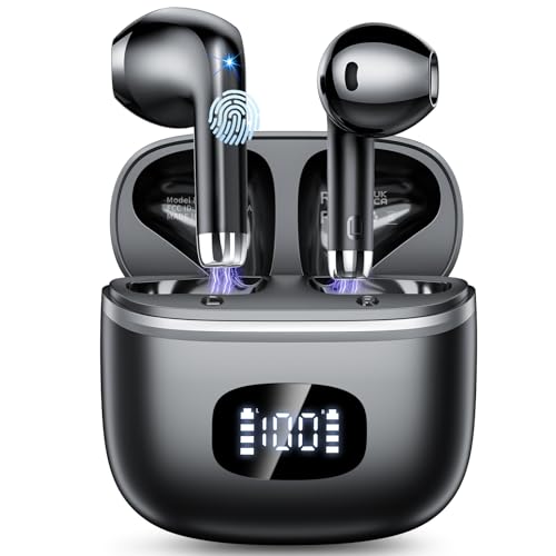 POMUIC Bluetooth Kopfhörer, Kopfhörer Kabellos Bluetooth 5.3 mit 4 ENC Noise Cancelling Mic, Kabellose Kopfhörer In Ear HiFi Stereo, Black von POMUIC