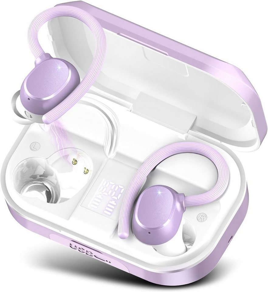POMUIC Kabellos Bluetooth 5.3 mit HD Mic, 120 Stunden Spielzeit Sport In-Ear-Kopfhörer (Touch-Bedienelemente und aktive Geräuschunterdrückung für intuitive Steuerung und klare Gespräche, mit LED-Anzeige, Deep Bass, IP7 Wasserdichte Ohrhörer mit Ohrhaken) von POMUIC