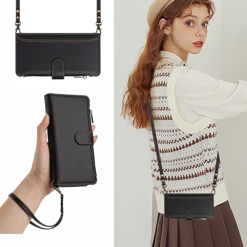 PONRFEKT Handyhülle für Realme C51S 4G,Hülle Magnetisch Folio Flip Brieftasche Leder Reißverschluss schutzhülle mit Einstellbares Lanyard,Trageschlaufe,Schwarz PONRFEKT Handyhülle für Realme C51S 4G,Hülle Magnetisch Folio Flip Brieftasche Leder Reißverschluss schutzhülle mit Einstellbares Lanyard,Trageschlaufe,Schwarz von PONRFEKT