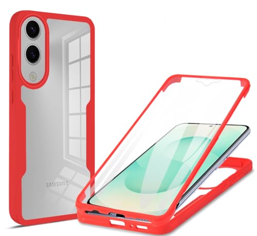 PONRFEKT Hülle für Redmi Note 12 4G,360 Grad Schutzhülle mit Eingebautem Displayschutz,Ganzkörper Robuste Schutzhülle Bumper Cover Case Transparent Handyhülle,Rot von PONRFEKT