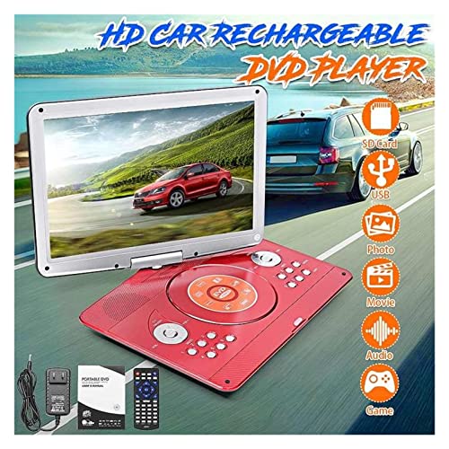 14 Zoll tragbar DVD Rotatable Bildschirmmulti -Medien for Spieler DVD for Spiel Fernseher Funktionsunterstützung MP3 MP4 VCD CD Spieler for Zuhause und Auto,Kompatibel Mit Den Meisten GeräTen(Rood) von POOIQX