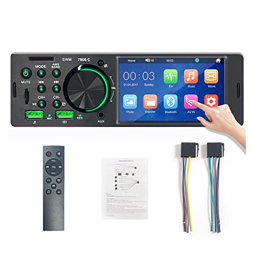 Auto Radio Audio 1 DIN 4,1 "Touchscreen Bluetooth Stereo MP3/MP5 Player Fm Empfänger mit farbenfrohen Lichtern Fernbedienung,Kompatibel Mit Den Meisten GeräTen(7805C) von POOIQX