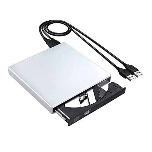 External DVD Optisches Laufwerk Fahren. USB 2.0-CD-ROM Spieler CD-RW. Burner Writer Recorder-Portatil for Laptop,Kompatibel Mit Den Meisten GeräTen(Silver) von POOIQX