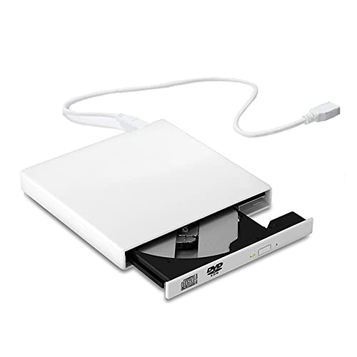 External DVD Optisches Laufwerk Fahren. USB 2.0-CD-ROM Spieler CD-RW. Burner Writer Recorder-Portatil for Laptop-PC,Kompatibel Mit Den Meisten GeräTen(White) von POOIQX
