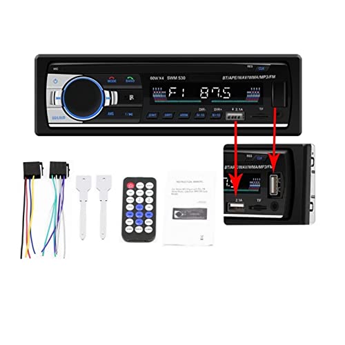 New 1 DIN 12V/24V Autoradio Fm Car Radio Bluetooth MP3 Player Audio Bluetooth Phone USB/SD MMC Hafen ISO Connection In Dash,Kompatibel Mit Den Meisten GeräTen(530 Phone Charging) von POOIQX