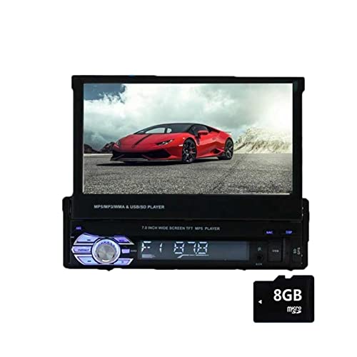 Retraktierbar 1 DIN -Radio -Auto -Stereo Audio 7 Zoll MP5 MP4 Spieler Aux/USB/tf/fm/Touchscreen/Bluetooth 3 -Sprachenmenü,Kompatibel Mit Den Meisten GeräTen(9601G with 8GMAP) von POOIQX