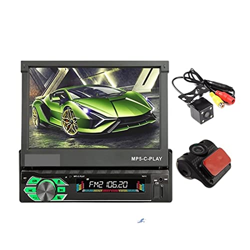 Retraktierbar 1 DIN -Radio -Auto -Stereo Audio 7 Zoll MP5 MP4 Spieler Aux/USB/tf/fm/Touchscreen/Bluetooth 3 -Sprachenmenü,Kompatibel Mit Den Meisten GeräTen(Carplay with All) von POOIQX