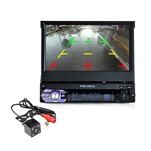 Retraktierbar 1 DIN -Radio -Auto -Stereo Audio 7 Zoll MP5 MP4 Spieler Aux/USB/tf/fm/Touchscreen/Bluetooth 3 -Sprachenmenü,Kompatibel Mit Den Meisten GeräTen(No carplay with cam) von POOIQX