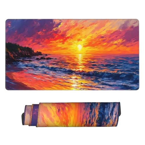Sonnenuntergang Mousepad, Groß Schreibtischunterlage Wellen Mauspad XXL 1000 x 500 x 3 mm, Erweiterter Desk Pad mit Vernähte Kanten and rutschfeste Gummibasis, Home Desk Office Deko, Geschenke U-768 Sonnenuntergang Mousepad, Groß Schreibtischunterlage Wellen Mauspad XXL 1000 x 500 x 3 mm, Erweiterter Desk Pad mit Vernähte Kanten and rutschfeste Gummibasis, Home Desk Office Deko, Geschenke U-768 von POOJNNPP