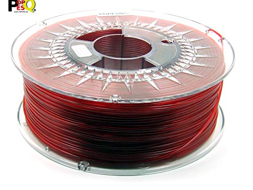 POPESQ® 1 Kg x Premium Filament 3D Drucker PET-G PETG 1.75mm Rot (Dunkelrot) Transparent / 1 Kg x Premium Filament 3D Printer PET-G 1.75mm Red (Dark red) Transparent #A2348 von POPESQ