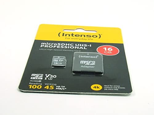 POPESQ® 1 STK. x Micro SD Intenso SDHC 16Gb UHC-1 Profesional mit SD Adapter #A4896 von POPESQ