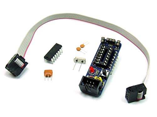 POPESQ® - 1 Stk. x ATTINY Board (24,44,84) für Breadboard inklusive ATTINY84A - PU, 20Mhz Quarz, 20MHz Resonator, Kabel 6 polig #A2088 von POPESQ