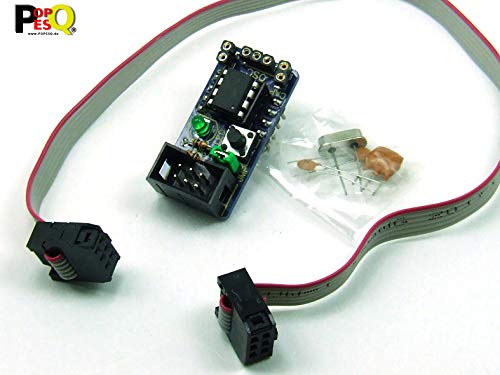 POPESQ® 1 Stk. x ATTINY Board Arduino kompatibel (13, 25, 45, 85) für Breadboard inklusive ATTINY85-20PU, 20Mhz Quarz, 20MHz Resonator, Kabel 6 polig #A2465 von POPESQ