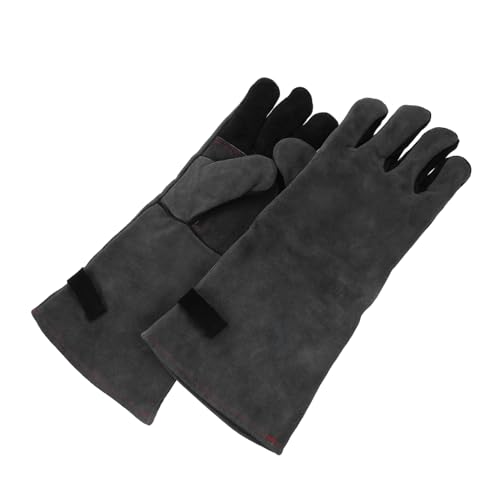 POPETPOP 1 Paar Grillhandschuhe Hitzebeständige Handschuhe Isolierte Arbeitshandschuhe Ofenhandschuh Handschuhe Grillen Schweißhandschuhe Kaminhandschuhe Heizhandschuhe Komplett Gefüttert von POPETPOP
