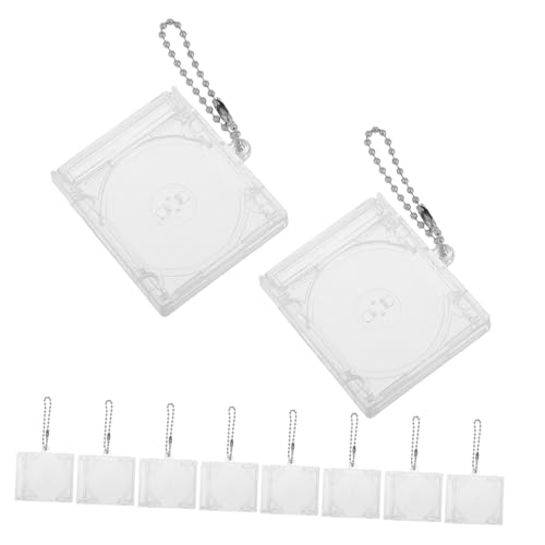 POPETPOP 10 Stück Schulbeutel Anhängerbox Mini-cd-schlüsselanhänger Cd-Jewel-case Album-schlüsselanhänger Cd-schlüsselbund Klare Cd-hülle Cd-DVD-hülle Mini-cd-hülle Abs Transparent von POPETPOP